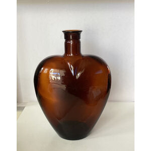 Paul Masson Heart Shaped Pressed Amber Glass 7.5" Sherry Bottle No Stopper